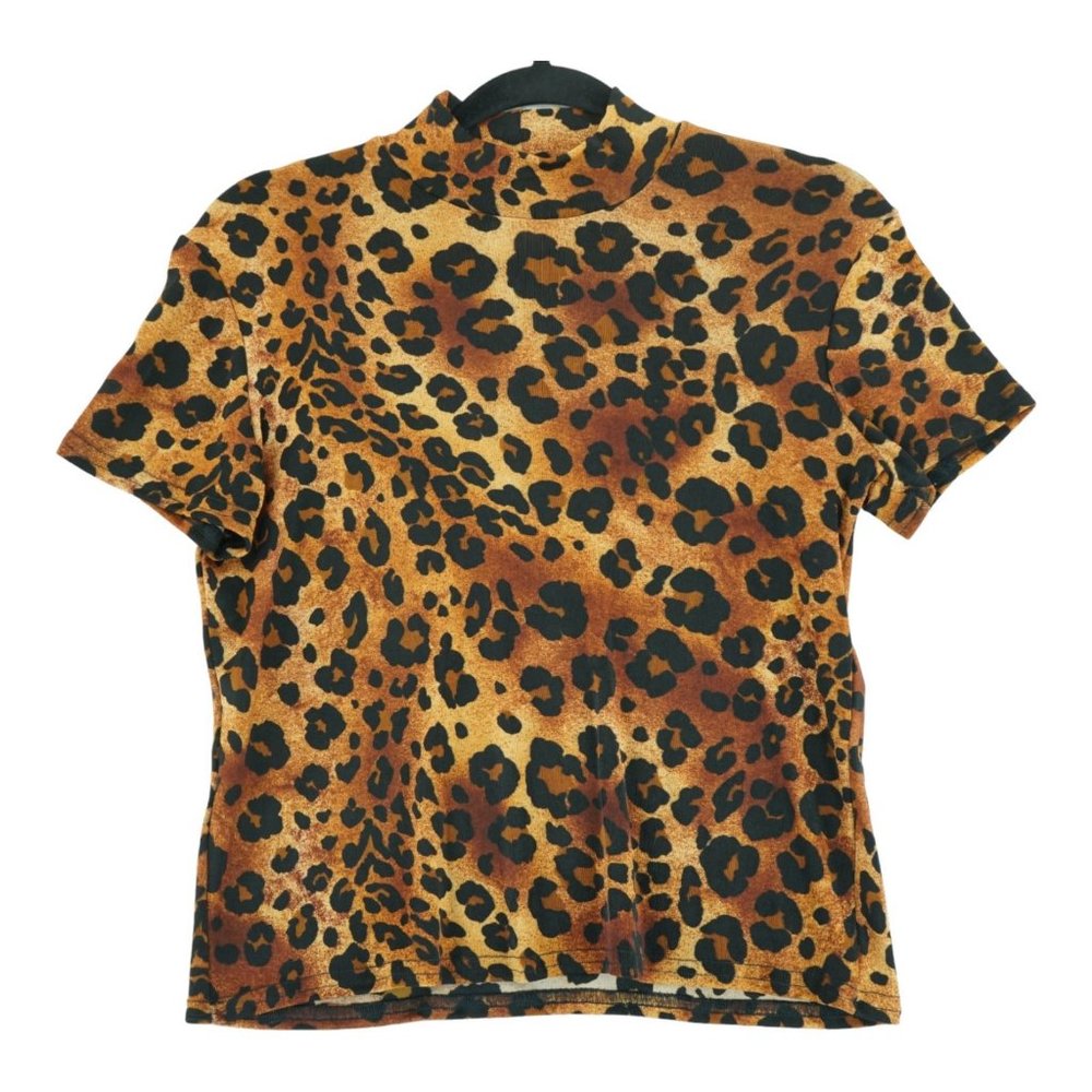 Ultimate Printed Tee Size M‎ Leopard Brown Black Short Sleeve Women's Polyester